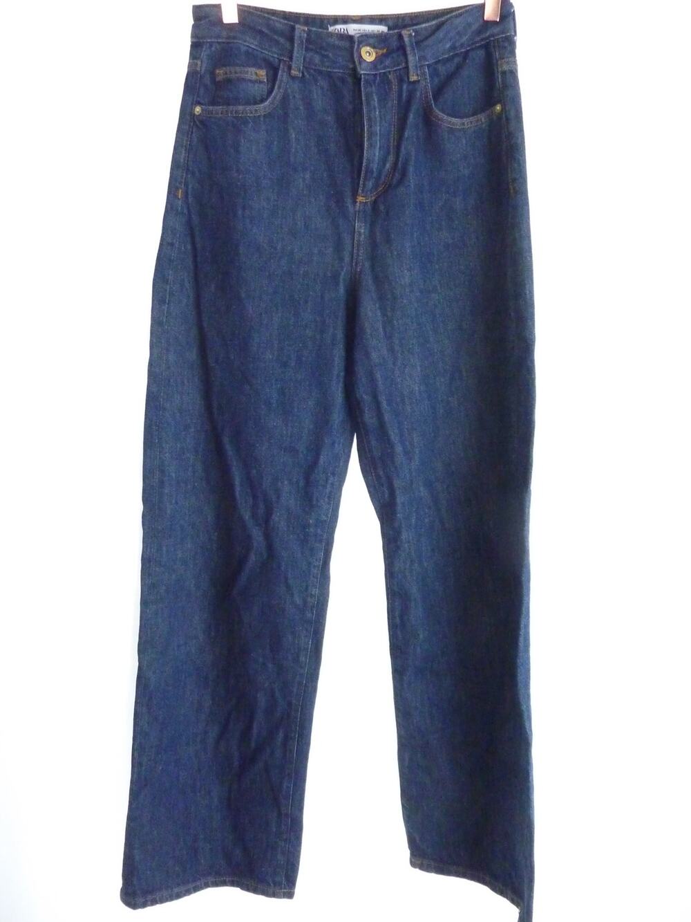 Zara Womens Straight Leg Baggy Bootcut Denim Jeans Size 4 Blue High Rise Casual